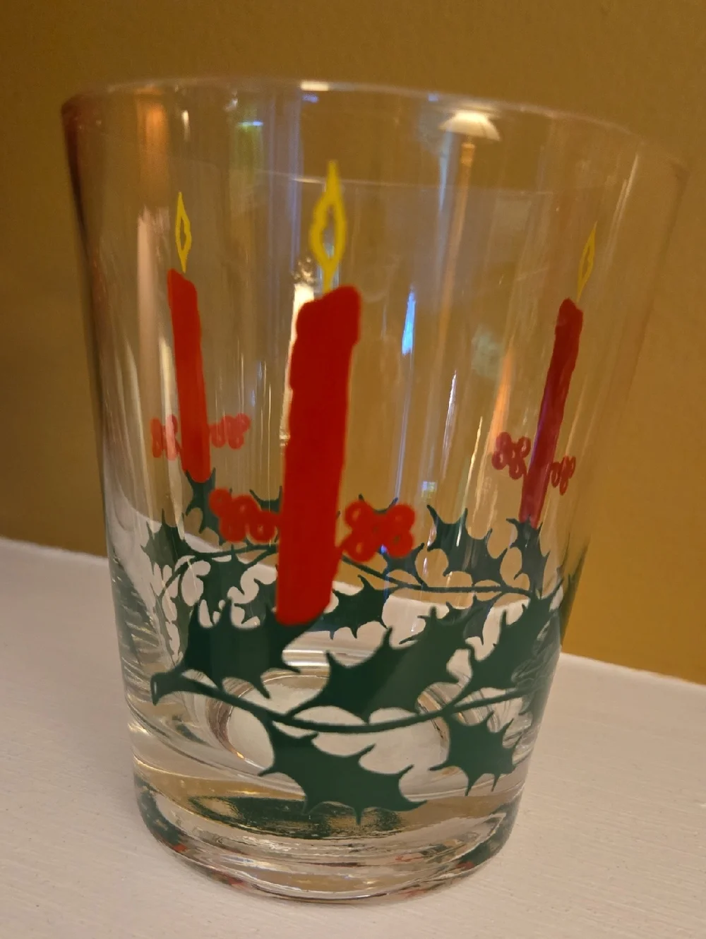 Vintage Holiday Candle Highball Glasses - Set of 8